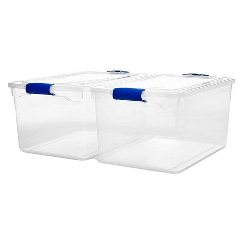 Homz 66 Quart Multipurpose Stackable Storage Container Tote Bins With  Secure Latching Lids For Home And Office Organization, Clear (2 Pack) :  Target