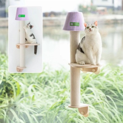 Mewoofun Pet Tower 2 In 1 Wall Mounted Cat Tree Cat Scratcher, Cat Window Perch Hammock with Climbing Steps, Multicolored, 14.5"*13.5"*35.6"