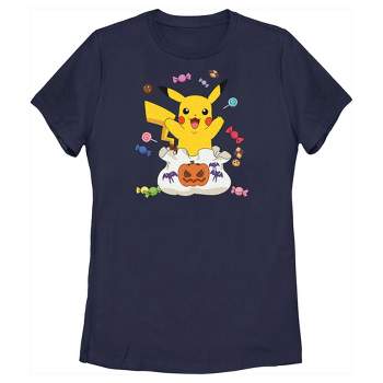 Women's Pokemon Halloween Pikachu Bag of Candy T-Shirt