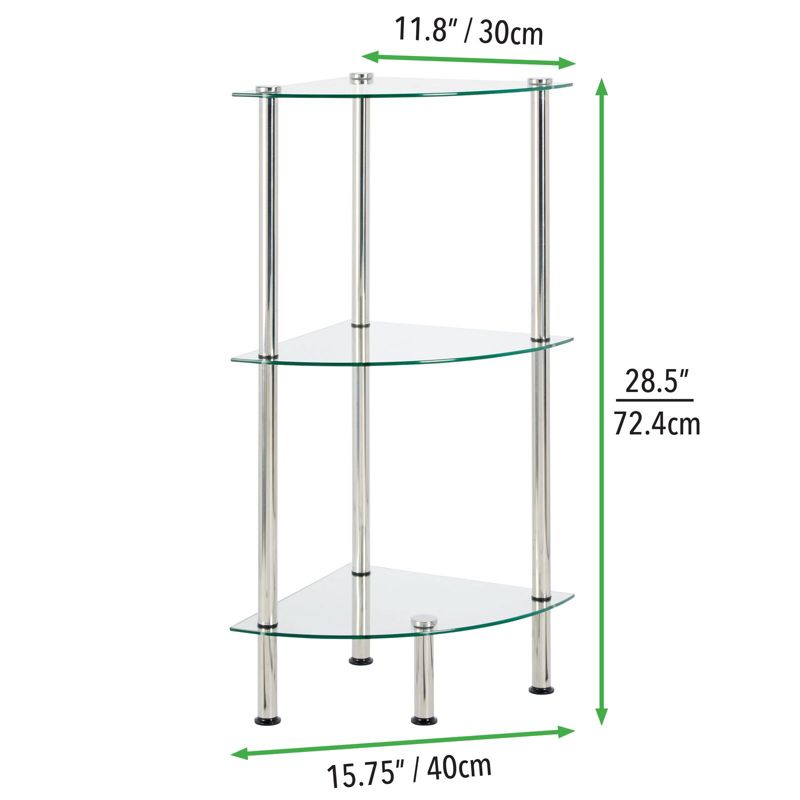 mDesign Glass Corner 3-Tier Tower Cabinet Storage Organizer Shelves, 2 of 8