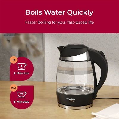 Mueller 1.8L Borosilicate Glass Electric Kettle with LED Light