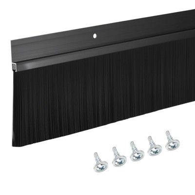 Unique Bargains Aluminum Nylon Door Brush Bottom Sweeps 35.46" x 3.86" Black 1 Pc