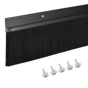 Unique Bargains Aluminum Nylon Door Brush Bottom Sweeps 35.46" x 3.86" Black 1 Pc - 1 of 4
