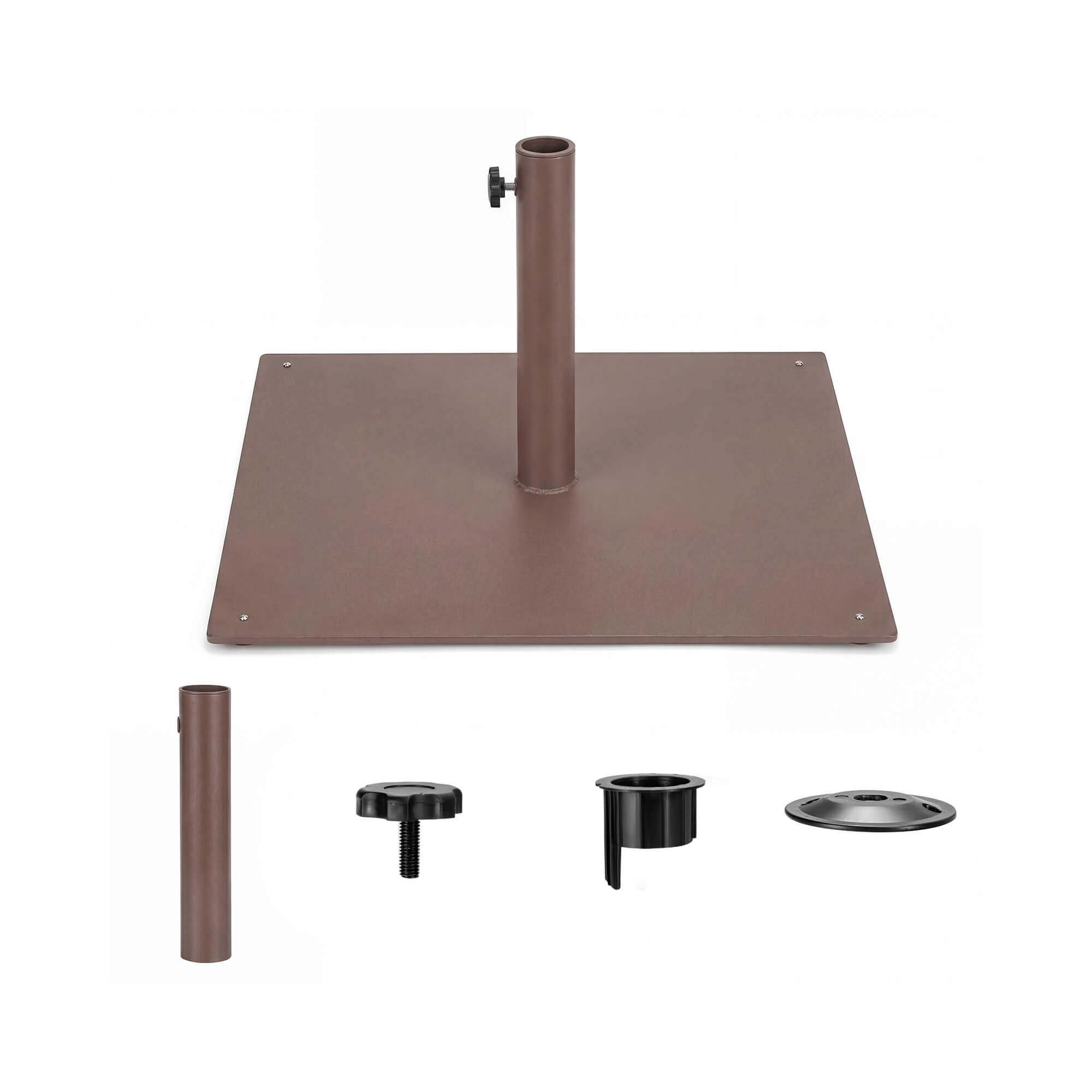Costway 25" Square Patio Umbrella Base Weighted 42 LBS Outdoor Market Stand Footpads Brown
