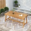 GDFStudio Desmond Outdoor Rustic Slat Design Acacia Wood Dining Table, Teak - 2 of 4