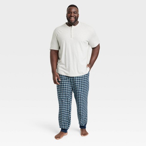 Men's Big & Tall Micro Flannel Jogger Pants + Henley T-shirt Pajama Set 2pc  - Goodfellow & Co™ Blue 5xl : Target