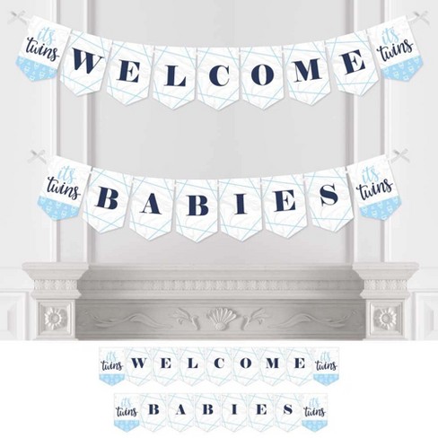 Big Dot Of Happiness It S Twin Boys Blue Twins Baby Shower Bunting Banner Party Decorations Welcome Babies Target