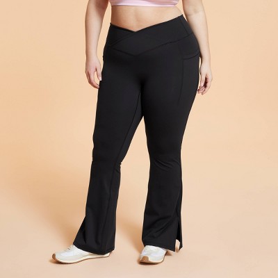 Blogilates Women's Criss Cross High-Rise Flared Leggings - Black 1X