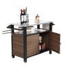 VYNXARIA Outdoor Kitchen Wicker Island: Versatile Rolling Cart & Storage Cabinet - 3 of 4