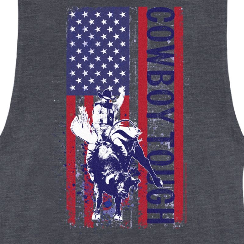 Juniors Womens Professional Bull Riders Cowboy Tough Flag Festival Muscle Tee, 2 of 5