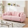 3-Seater Teddy Fleece Sofa, Compact Design Sofa with Modern Metal Legs and Throw Pillows, Sofa with Sponge Filling Cushions-Coolbibila - 3 of 4