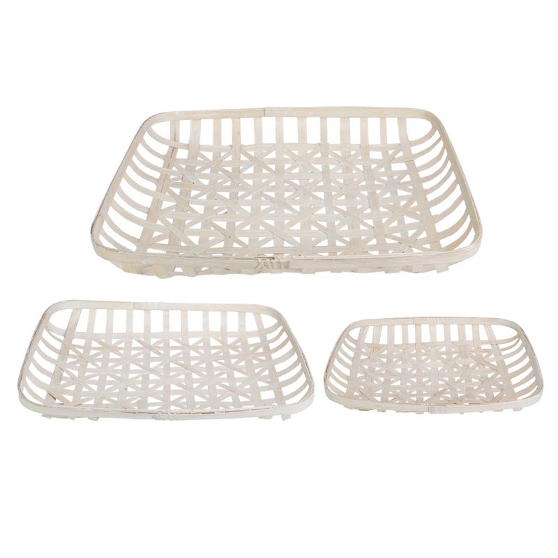 Northlight Set of 3 White Rectangular Lattice Tobacco Table Top Baskets, 4 of 6