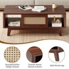 Lirago,Modern Square Coffee Table with Rattan Drawer - Wooden Mid-Century Design for Living Room-Dark Walnut - 2 of 4