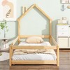 CAVINAS Twin Size Bed Frame with House-Style Headboard & Fences,Modern Floor Bed for Kids Room,Bedroom - 3 of 4