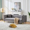 Sapphtopaz Velvet Couches for Living Room with Nailhead&Button Tufted Upholstered Leisure Sofa with Square Arms&Deep Seat for Apartment - 3 of 4