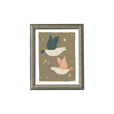 Image of 7" x 10" Birds Antique Wall Art Metallic Gold - Petal Lane