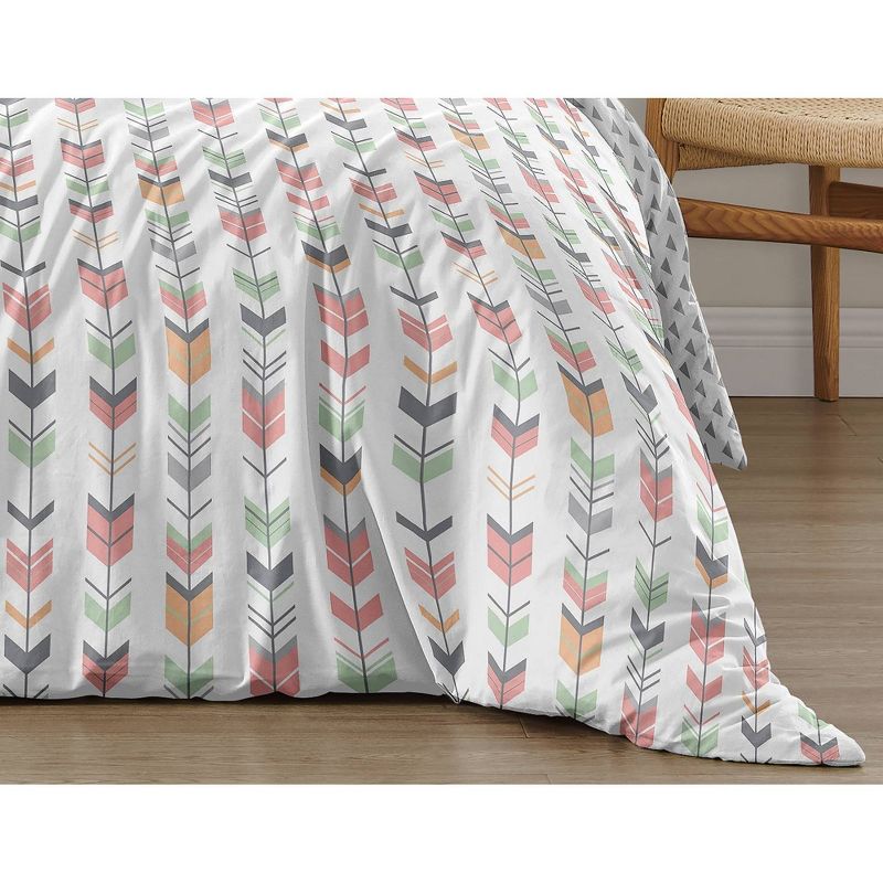 3pc Mod Arrow Full/Queen Kids&#39; Comforter Bedding Set Coral and Mint - Sweet Jojo Designs, 3 of 7