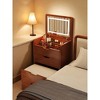 Compact 3-in-1 Vanity Desk with Flip Top Lighted Mirror, Glass Top Makeup Vanity Table with 3 Drawers & Stool for Bedroom (48CM) - 2 of 4