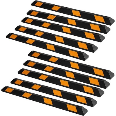 Zone Tech Heavy Duty Rubber Parking Curb,72" Garage Wheel Stopper with Yellow Reflective Tape for Driveways, Parking Lot Spots, & Garages 10 Pack