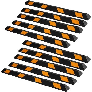 Zone Tech Heavy Duty Rubber Parking Curb,72" Garage Wheel Stopper with Yellow Reflective Tape for Driveways, Parking Lot Spots, & Garages 10 Pack - 1 of 4