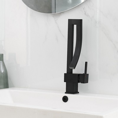 Matte Black Modern High-Arc Single Handle Bathroom Faucet