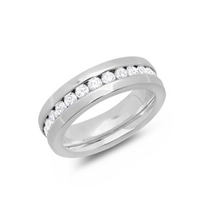 Steeltime Unisex stainless steel simulated diamond eternity band - 1 of 4