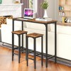 Tangkula 3PCS Bar Table & Chairs Set Industrial Dining Breakfast Table Set w/ Metal Frame - 3 of 4
