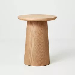 Round Wood Pedestal Accent Table - Natural - Hearth & Hand™ with Magnolia
