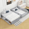 NicBex Full Size Wood Montessori Bed with 2 Drawers,Floor Bed with Safety Guardrails and Split Into 2 Beds,Modern Toddler Bed for Bedroom - 2 of 4