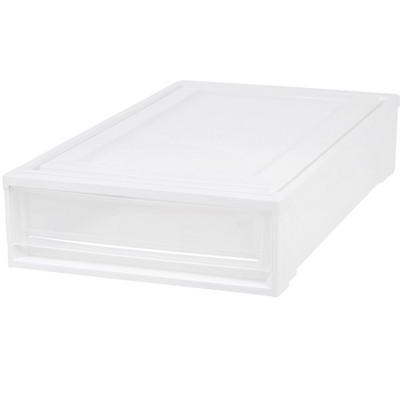 White 27.5qt Plastic Under Bed Storage Containers with Sliding Drawers, 4 Pack