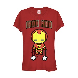 Juniors Womens Marvel Cartoon Kawaii Iron Man Flight T-Shirt - 1 of 3