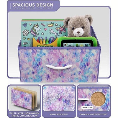 Watercolor Blue-Purple 6-Drawer Fabric Dresser with Steel Frame