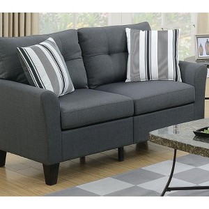 Okak Modern Sofa Set 2pc with Thick Cushion, Solid Pine Legs Loveseat Upholstered Couch for Apartments, living Room, Charcoal Gray - 1 of 4