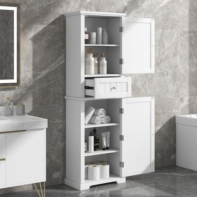 67'' Tall Bathroom Storage Cabinet, Freestanding Storage Cabinet With Drawers & Adjustable Shelf, Floor Cabinet Organizer for Bathroom Living Room