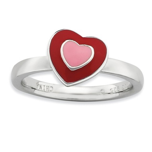 Black Bow Jewelry Sterling Silver Stackable Enameled Heart Ring - image 1 of 4