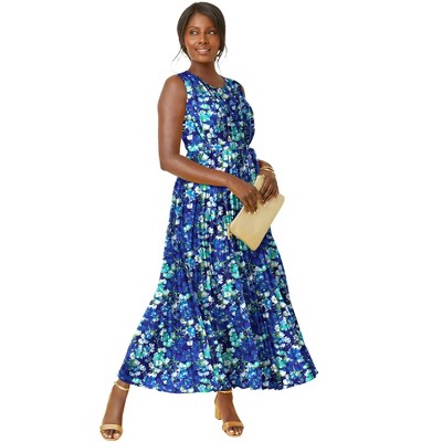 Jessica London Women's Plus Size Pleated Maxi Dress