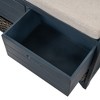 ORRD Fully Assembled Storage Bench with 2 Drawers & Removable Basket, Shoe Bench with Cushion for Entryway, Hallway & Bedroom（Navy） - 3 of 4