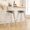 Beautyolove 26 in. White Backless Wood Counter Height Swivel Bar Stool with Padded Fabric Seat (Set of 2) - 4 of 4