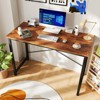 FONTOI Computer Desk Home Office Writing Table X Shaped Metal Legs Modern Simple Study Desk for Bedroom Small Spaces, Brown, 34.44"*22.44"*2.36" - 4 of 4