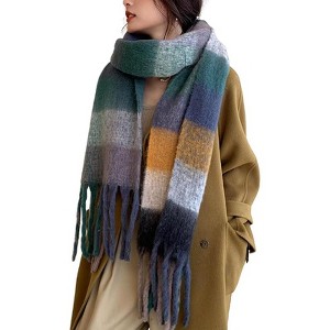MSDC Winter Women Warm Scarf Long Shawl Large Scarves Cold Weather Thick Blanket Scarfs Colorful Plaid - 1 of 4