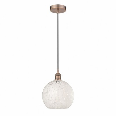 White Mouchette - 1 Light Cord Hung Mini Pendant In Modern Style-11.75 Inches Tall and 10 Inches Wide