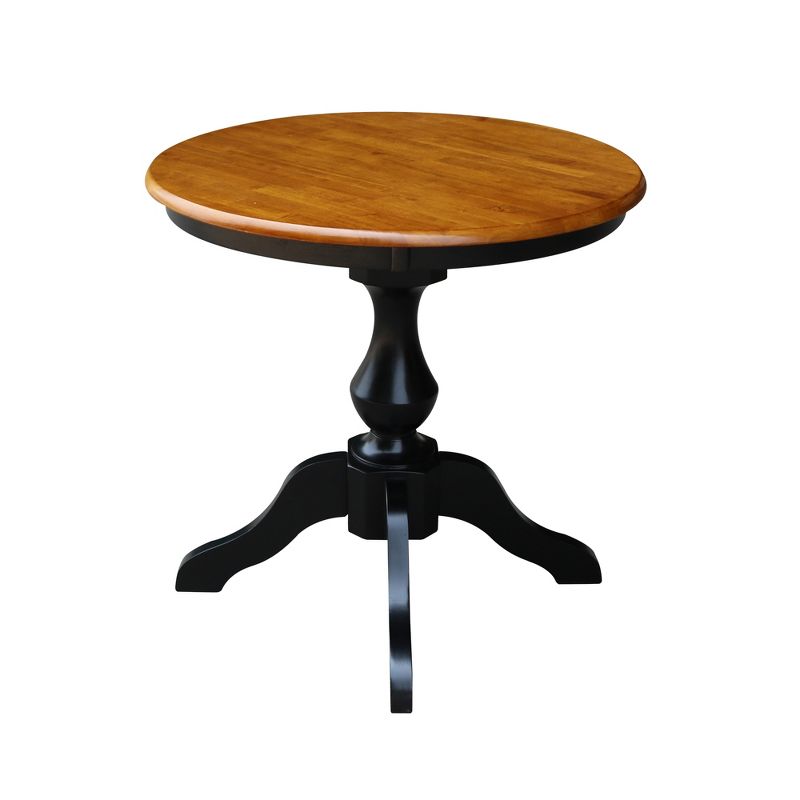 30" Lucy Round Top Pedestal Table Dining Height Black/Cherry - International Concepts, 3 of 7