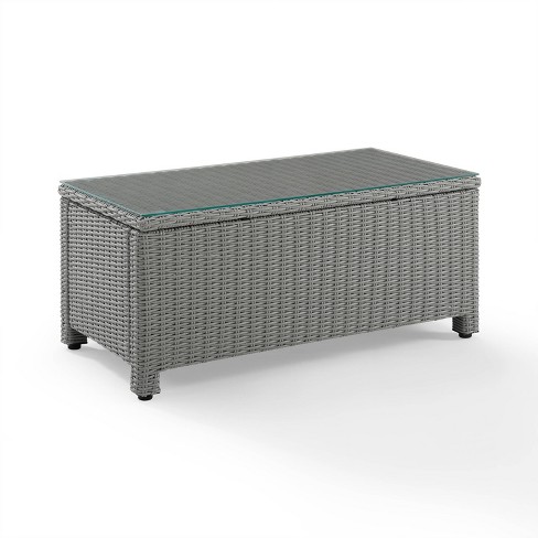 Grey wicker outdoor on sale coffee table