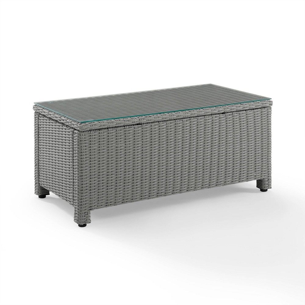 Photos - Garden Furniture Crosley Bradenton Wicker Glass Top Coffee Table - Gray  