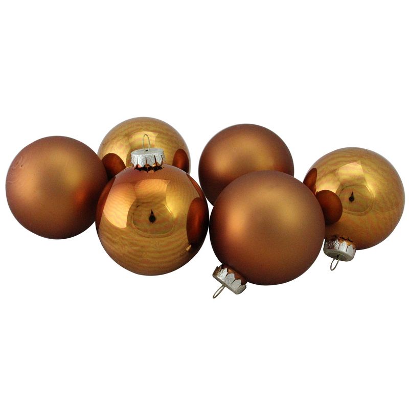 Northlight 6pc Shiny and Matte Glass Ball Christmas Ornament Set 3.25" - Copper, 1 of 4