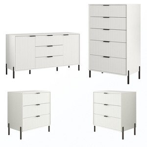 Festivo 4pc Modern Elegance Bedremm Chest and Dresser and 3 Drawer Nightstands Set - 1 of 4