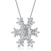 Guili White Gold Plated Clear Cubic Zirconia Accent Snowflake Pendant Necklace, A Beautiful Addition to Winter Jewelry Collections - 3 of 4