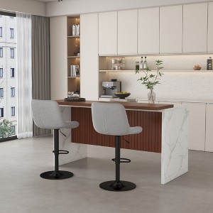 KWPZQEB Swivel Bar Stools Set of 2, Fabric Upholstered Seat with Adjustable Height, Counter Bar Stools with Back & Metal Legs for Bar, Kitchen Islands - 1 of 4