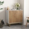 White and Gold Storage Cabinet with 2 Doors, Modern Buffet Sideboard Cabinet, Kitchen Buffet Cabinet with Storage Sideboard Buffet for Living Room - 3 of 4