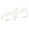 63" MDF Contemporary Low-Profile TV Stand with Faux Marble Top, Drop-Down Door, and Open Storage for Living Room and Bedroom - 3 of 4